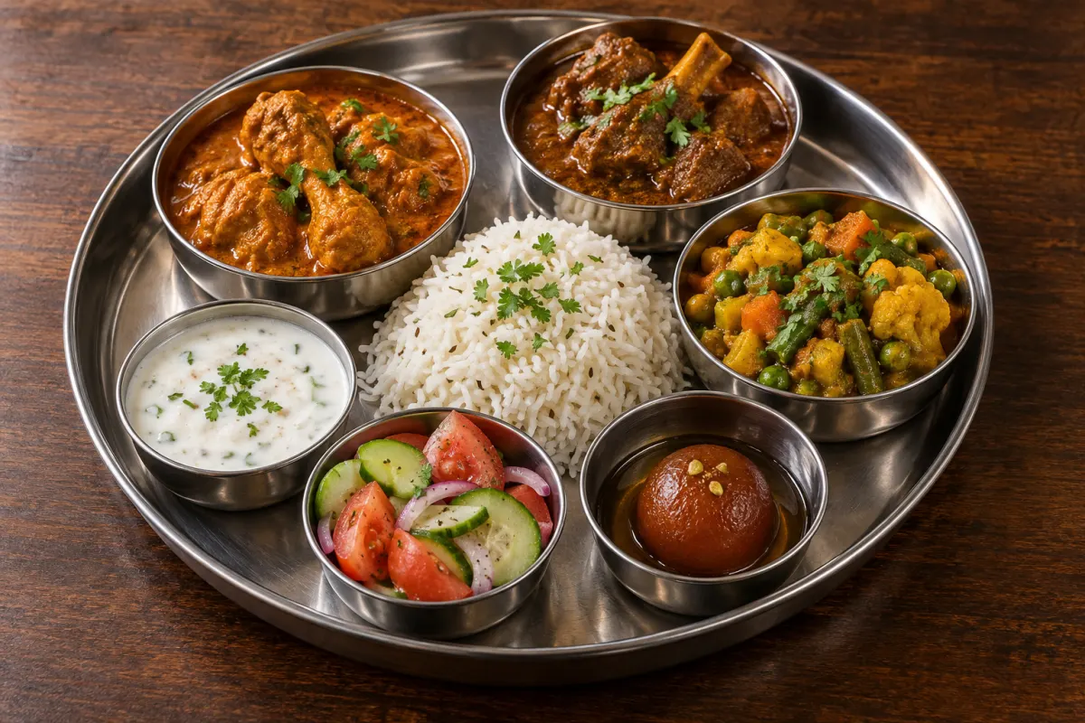 Mix-Thali – KI-generierte Servierillustration